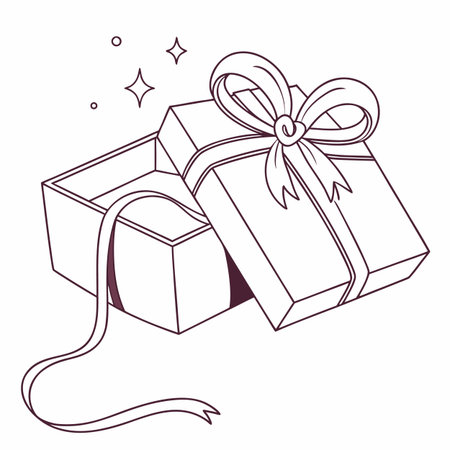 Minimalist gift box icon with soft shadows and a stylish ribbon, perfect for e-commerce or celebratory graphic designs.のイラスト素材