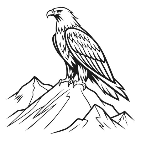 A clean line art illustration of a single mountain peak, presented as a minimalist icon on a white background. Perfect for symbolizing goals, challenges, or natural beauty.のイラスト素材