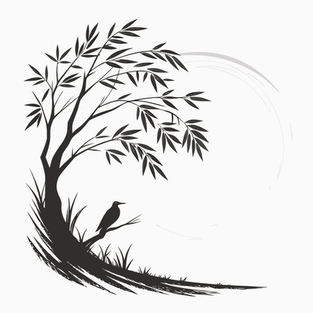 A serene minimalist Zen circle, or Enso, created with a traditional brush stroke style on a crisp white background, symbolizing completeness.のイラスト素材