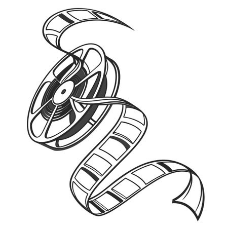 An elegant, flowing abstract form resembling a metallic ribbon, presented on a white background, ideal for sophisticated and dynamic concepts.のイラスト素材