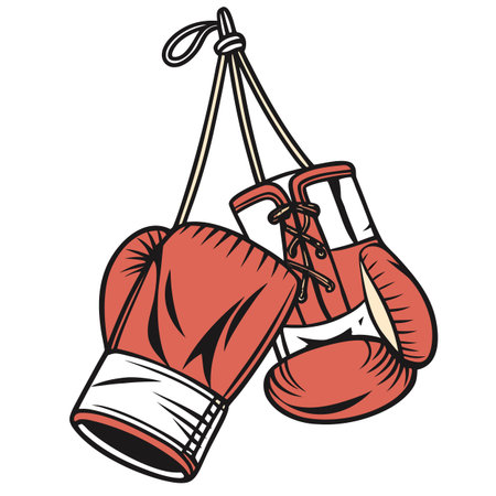 A realistic product render of a red boxing glove, ideal for combat sports, fitness training, and boxing promotions.のイラスト素材