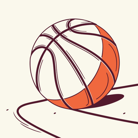 A vibrant vector graphic of a basketball with realistic studio lighting effects and distinct black lines.のイラスト素材
