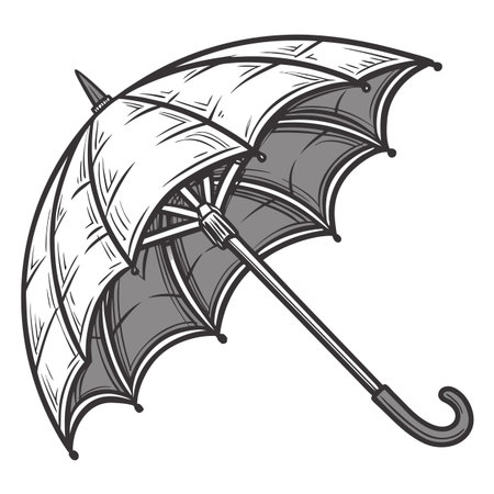 Professional vector illustration of a neatly folded, compact umbrella, perfect for weather-related designs or travel concepts.のイラスト素材