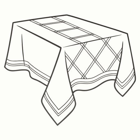 Realistic vector graphic of a folded white linen tablecloth, perfect for fine dining, weddings, or home interior mockups.のイラスト素材