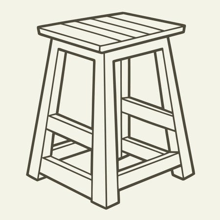 A simple wooden stool vector illustration, showcasing a clean Scandinavian-style furniture design...