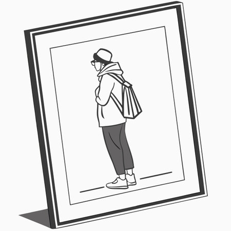 A clean and minimalist white picture frame vector illustration perfect for showcasing artwork or...