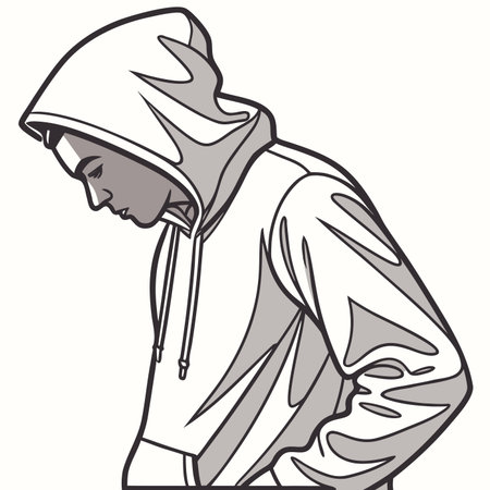 A crisp, isolated vector illustration of a blank white hoodie, perfect for clothing mockups,...