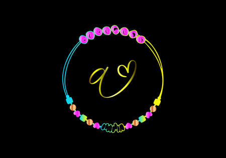 A Monograms bracelet design, jewelry, wedding vector templateのイラスト素材