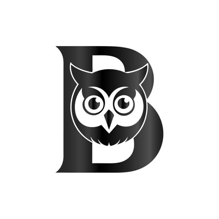 Owl letter B logo icon vector design template elements. Black and white owl logo.のイラスト素材