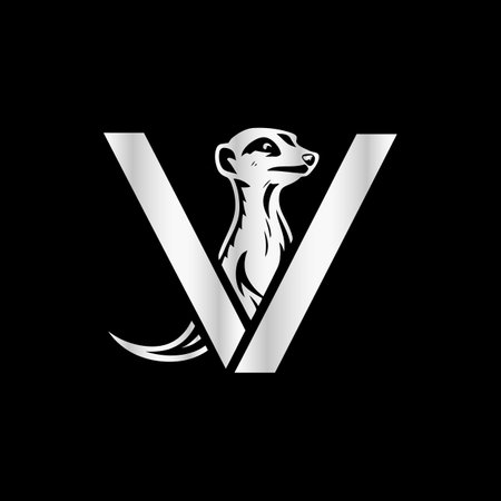 Initial Letter V with Meerkat or Suricate Animal Sign Template Designのイラスト素材