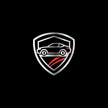 Car Shield Logo Icon Design Vector Template. Automotive Logotype Conceptのイラスト素材