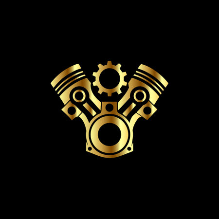 Initial letter Y with gear and piston logo template. Vector design element.