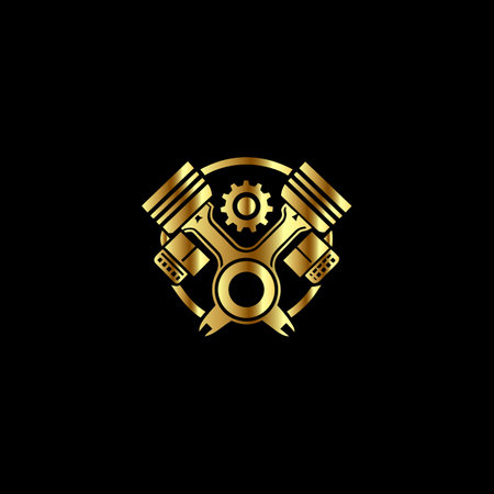 Piston and Cog Wheel Logo Icon Design. AI 10 supported.のイラスト素材