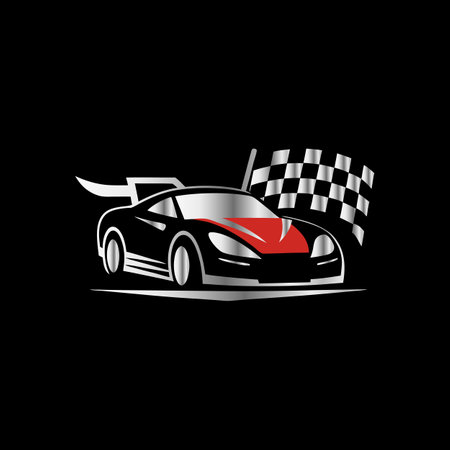 Race car icon. Vector illustration on a black background. Eps 10のイラスト素材