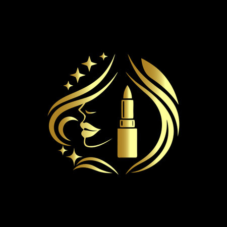 Lipstick beauty salon logo. Luxury beauty salon emblem.のイラスト素材