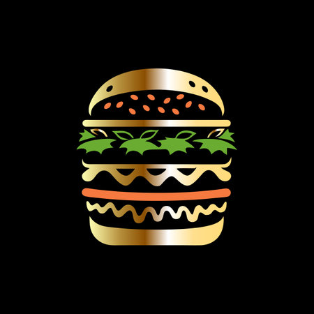 Hamburger icon. Burger symbol. Vector illustration on black background.のイラスト素材