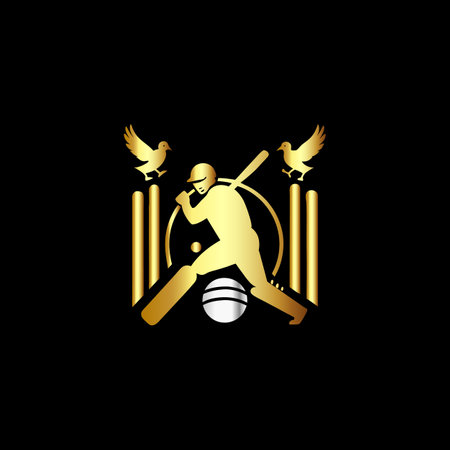 Cricket club emblem with bats and ball. Vector illustration.のイラスト素材
