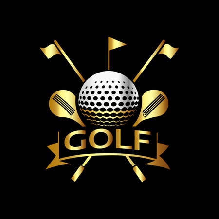Golf club and golf ball. Vector illustration on black background.のイラスト素材