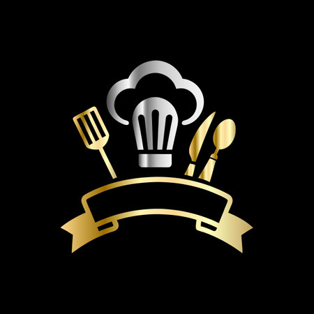 Restaurant menu design template with chef hat, spoon and forkのイラスト素材