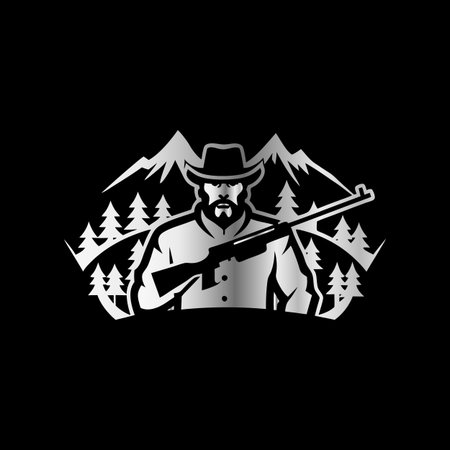 Hunting club logo template. Wild west theme. Vector illustration.のイラスト素材