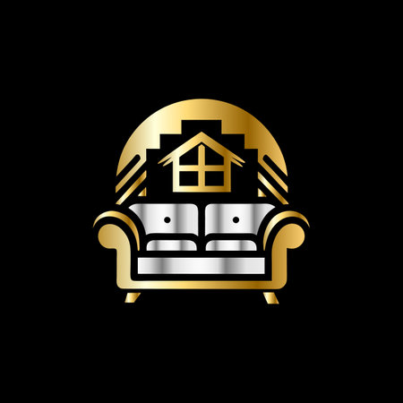 Luxury furniture logo, armchair, sofa, living room, vector design.のイラスト素材