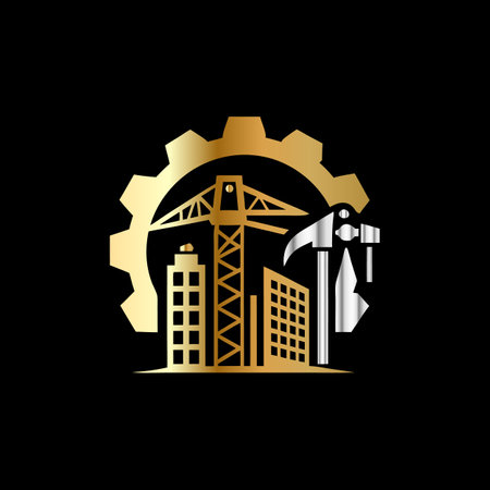 Industrial logo. Vector illustration. Design element. Can be used as a logo for construction companyのイラスト素材