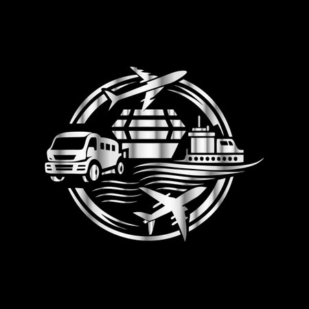 Truck, ship, ship, cargo logo. Vector illustration.のイラスト素材