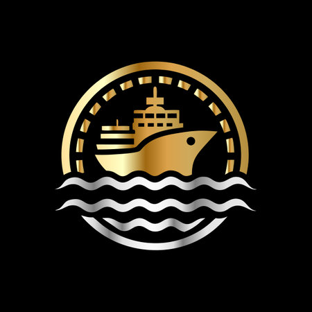 Cruise ship logo. Vector illustration of a cruise ship logo.のイラスト素材