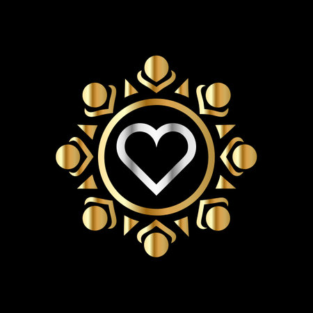 Luxury gold heart logo. Luxury monogram design.のイラスト素材