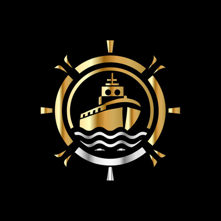 Cruise ship logo. Vector illustration of a ship in a circle.のイラスト素材