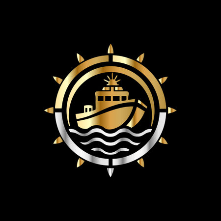 Cruise ship logo design concept. Luxury ship logotype.のイラスト素材