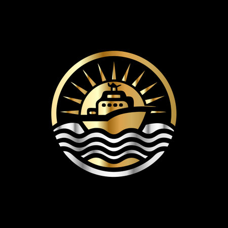 Cruise ship logo vector icon illustration. Luxury cruise liner logotype.のイラスト素材