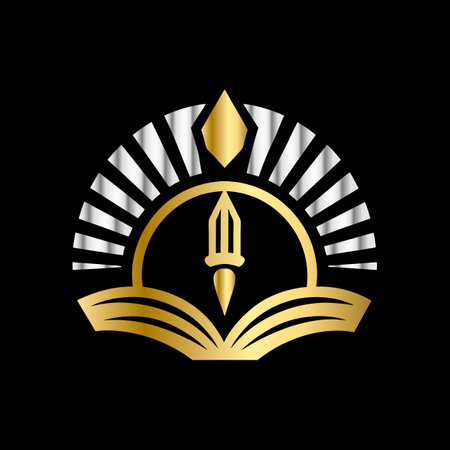 Pen and book logo design template. Education icon. Vector illustration.のイラスト素材