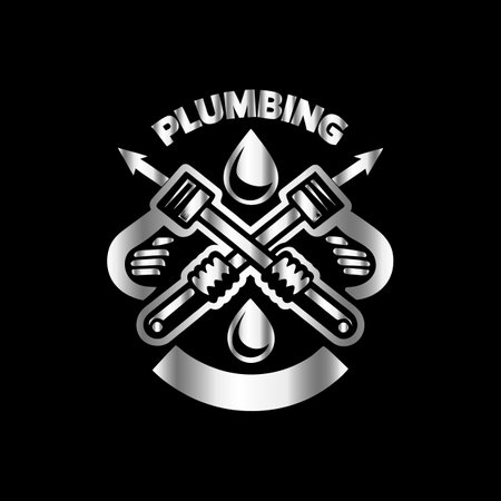 Illustration vector graphic of plumber logo design template. Perfect to use for industrial company, repair shop, etc.のイラスト素材