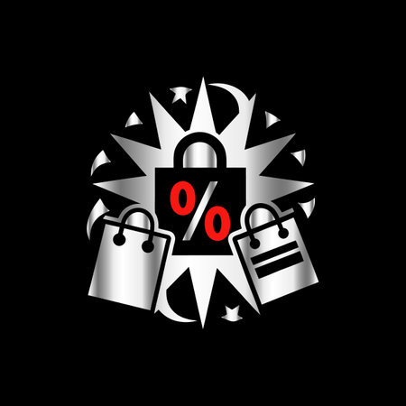 Shopping bag with percentage sign. Vector illustration. Eps 10.のイラスト素材