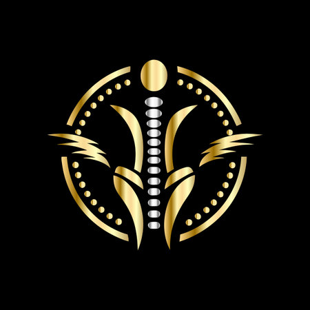 Vector illustration of a gold jewelry logo design template on black background.