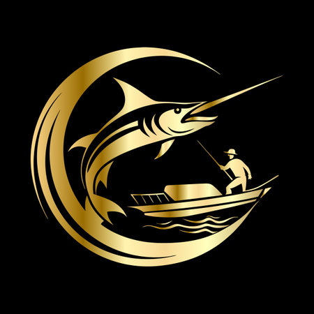 Fisherman on a boat in the sea. Vector illustration.のイラスト素材