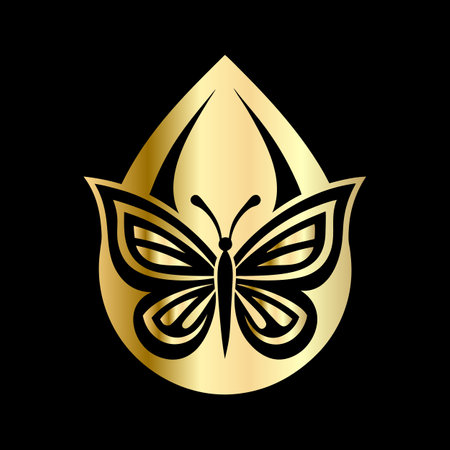 Butterfly logo. Vector illustration of a butterfly with a flower.のイラスト素材