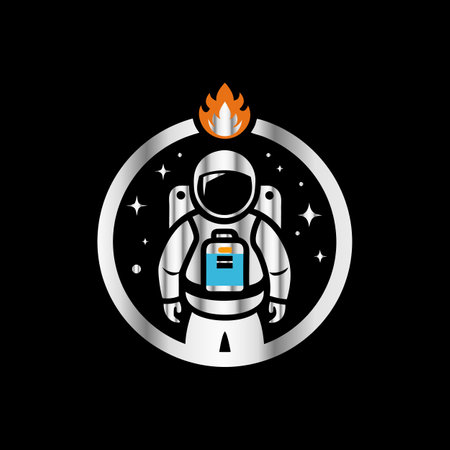 Astronaut logo design template. Vector illustration on black background.のイラスト素材