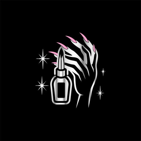 Nail polish vector icon. Female hand with manicure design.のイラスト素材