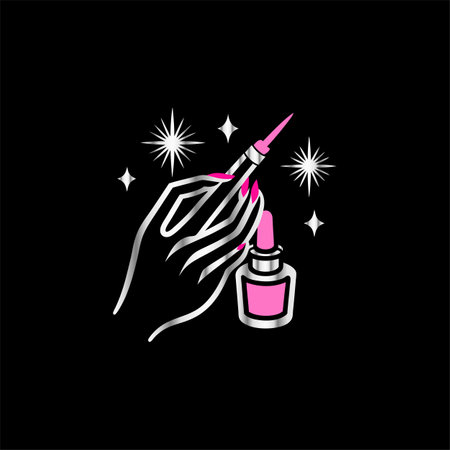 Nail polish vector icon on black background. Hand drawn illustration.のイラスト素材