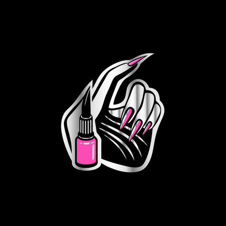 Nail polish manicure icon. Vector illustration on black background.のイラスト素材