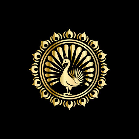 Peacock. Luxury vector emblem, heraldic design element.のイラスト素材