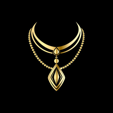 Gold jewelry pendant on a black background. Vector illustration for designのイラスト素材