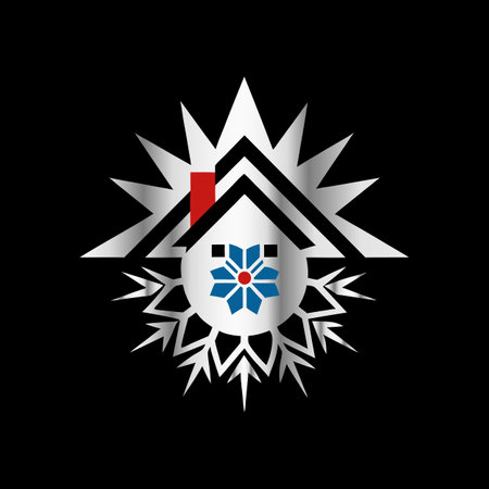 Abstract house with snowflake on the black background. Vector illustration.のイラスト素材