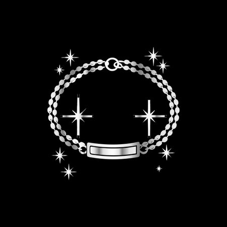 Silver chain with cross on black background. Vector illustration. Eps 10.のイラスト素材