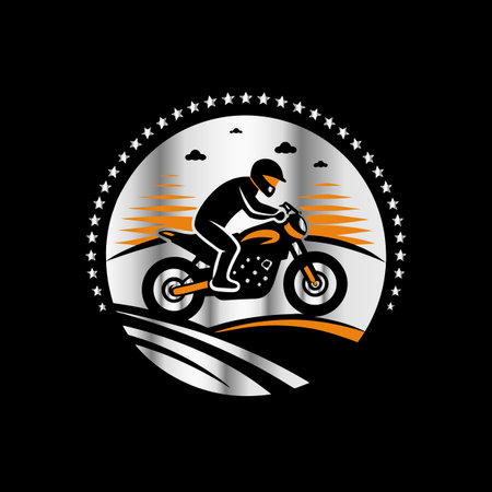 Motocross rider on a motorcycle. Vector illustration on black background.のイラスト素材