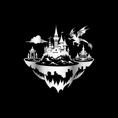 castle on the black background. vector illustration. eps 10.のイラスト素材