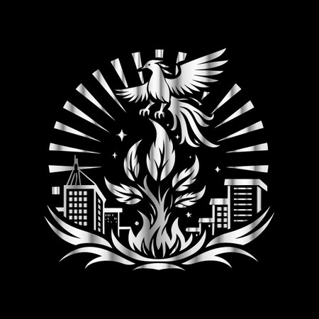 Eagle in the form of a shield on a black background.のイラスト素材