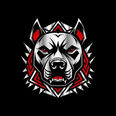 Bulldog head mascot logo template vector icon illustration design on black backgroundのイラスト素材